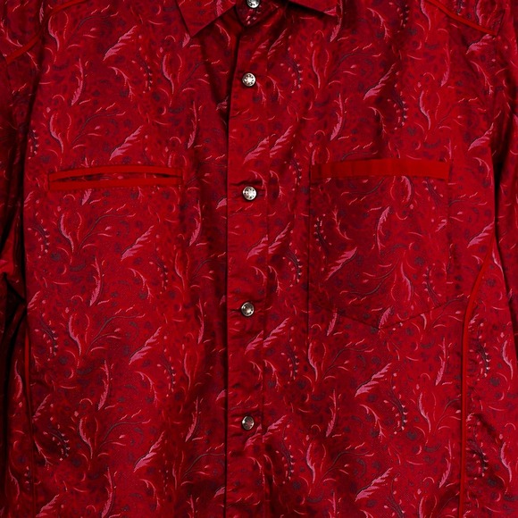 Platini Red Paisley Western Shirt Size L - Picture 5 of 7